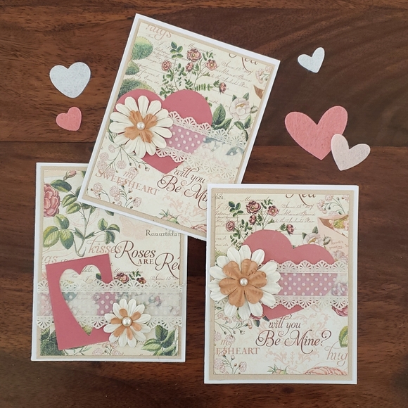 Handmade Other - HANDMADE Valentine's Day Card Trio Romantic and Refined